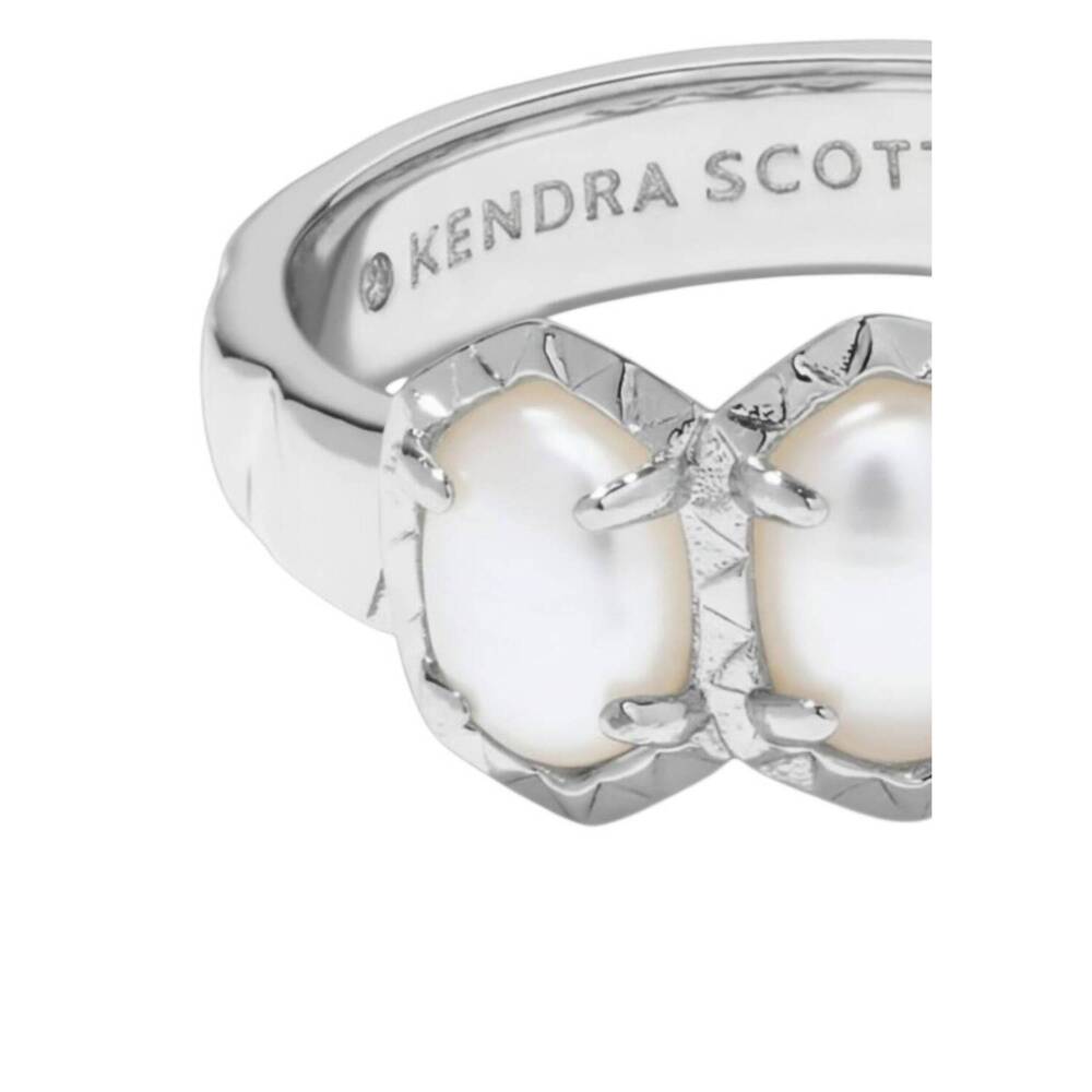 NEW KENDRA SCOTT women's daphne band ring in silver ivory mother of pearl - Picture 2 of 2